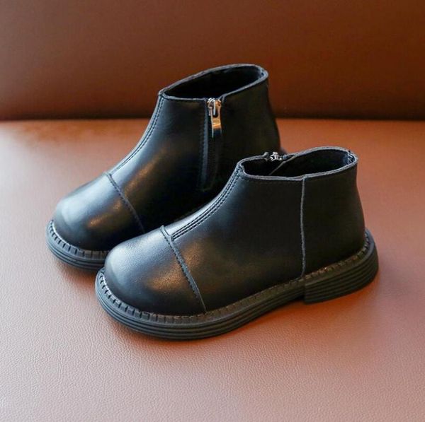 

boots kids shoes for girl baby boys children fashion booties leather soft bottom non-slip toddler girls, Black;grey