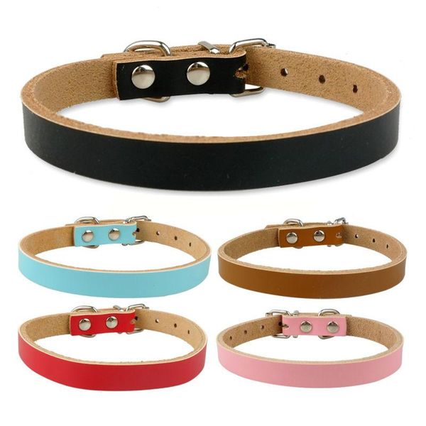 

5pcs/lot bulk pet collars luxury genuine leather plain pet dog puppy collar for chihuahua small and medium dogs and cats sh