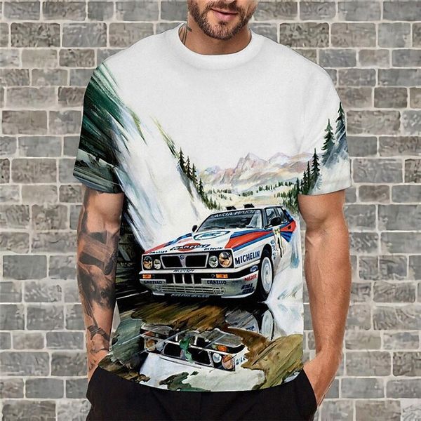 

men's t shirt 3d print graphic car crew neck daily sports print short sleeve casual classic designer big and tall white q2hv#, White;black