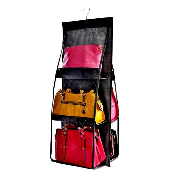 

storage bags "6 pocket hanging handbag organizer for wardrobe closet transparent bag door wall clear sundry shoe with hanger