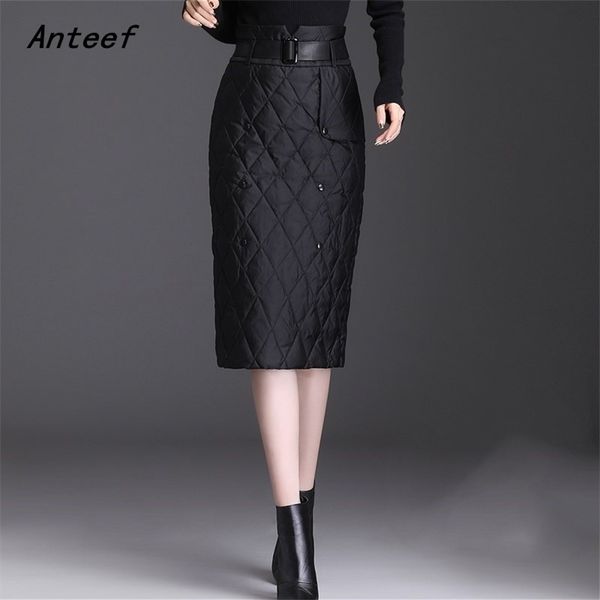 

down cotton plus size vintage high waist women clothes autumn winter casual loose midi skirts womens skirt streetwear 210310, Black