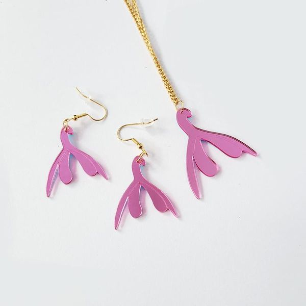 

earrings & necklace acrylic laser clitoris anatomic model pendants clit set feminist lesbian gay jewelry, Silver