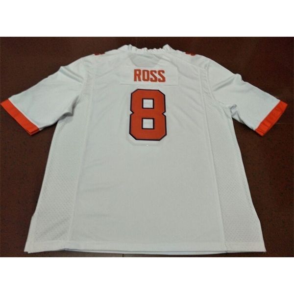 

001 clemson tigers justin ross #8 real full embroidery college jersey size s-4xl or custom any name or number jersey, Black