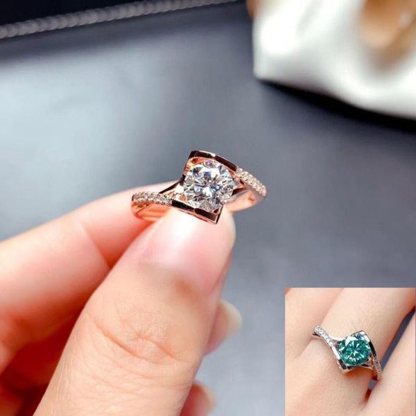 

cluster rings meibapj 1 green/white moissanite diamond heart ring for women 925 sterling silver fine wedding jewelry, Golden;silver