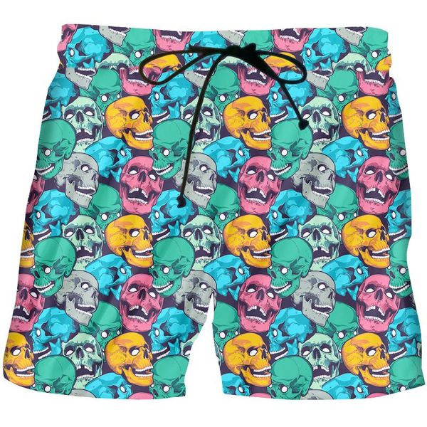 

men's shorts 3d funny colorful skull printed all seasons men/women fitness streetwear suitable quick-dry sport jogging ifpd, White;black