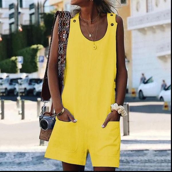 

sleeveless linen overall homewear women jumpsuits summer cotton loose casual playsuit combinaison femmel dropshipping, Black;white