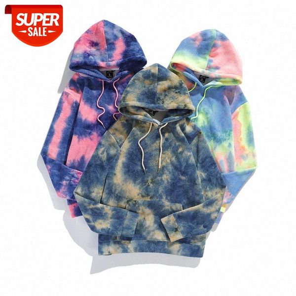

tide brand winter thick large size high street polar fleece hooded tie-dye sweater men's jacket blank shirt #g04v, Black