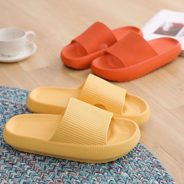 

luxury slippers eva treading on excrement thick soled summer home bath cool male couple anti slip light slippers female, Black