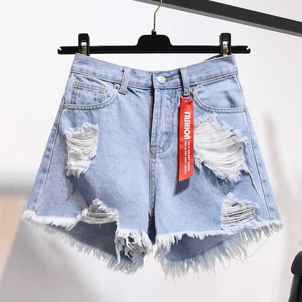 

women's jeans loose wide leg pants light color show thin girl shorts batch, Blue