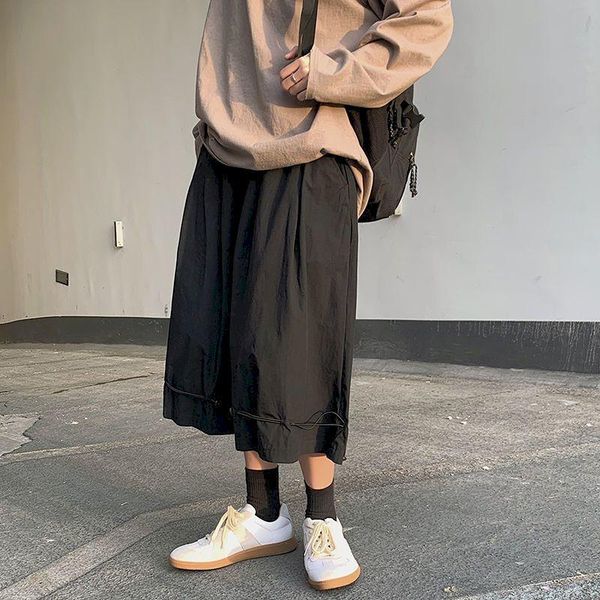 

men's shorts cargo pants men wide-leg over the knee japanese high street seven-point straight summer harajuku gothic male bottoms, White;black