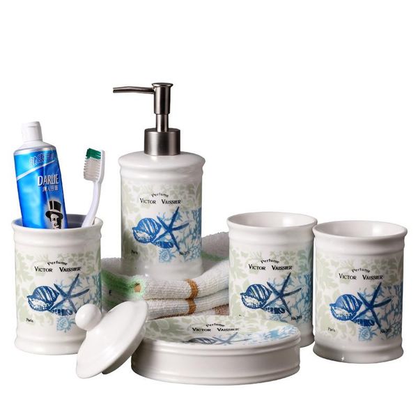 

bath accessory set bathroom accessories ceramic soap dispenser toothbrush holder gargle cup 5 pieces wedding gifts mediterranean style