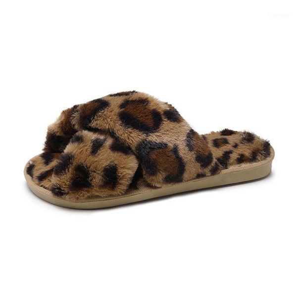 

slippers style winter plush slipper women's household leopord pattern1, Black