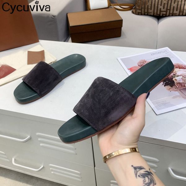 

70% off wholesale sandals flip-flops suede men slippers peep toe one word band flat male flip flops summer runway concise comfortable beach, Black