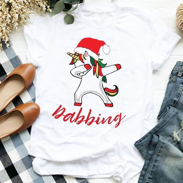

women merry christmas funny cartoon fashion clothing 90s cute holiday clothes ladies graphic print tee tshirt female t-shirt, White