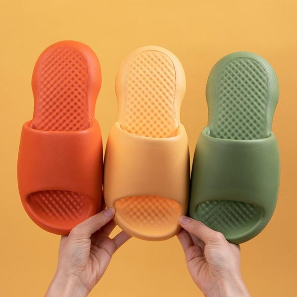 

slippers women massage indoor non-slip solid soft bottom couple home sandals men water shoes, Black