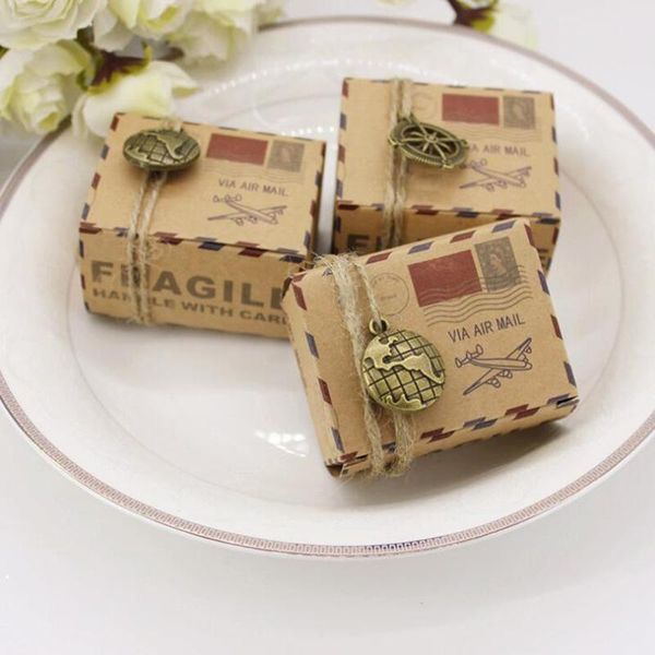 

gift wrap 50pcs kraft paper candy boxes with globe and compass chocolate packaging box gifts party favors