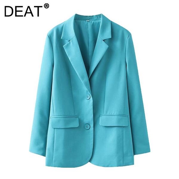 

women's suits & blazers [deat] 2021 autumn fashion tide coat long sleeve solid color single-breasted turn-down collar loose blazer wome, White;black