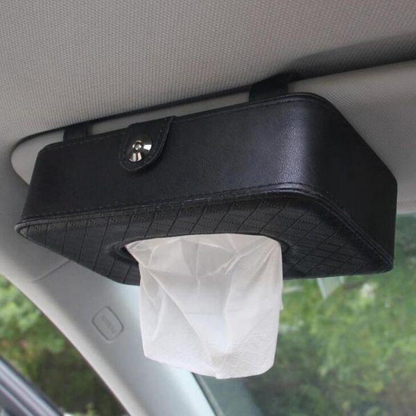 

tissue boxes & napkins car sun visor holder pu leather hanging bag for paper towel napkin storage organizer case dispenser