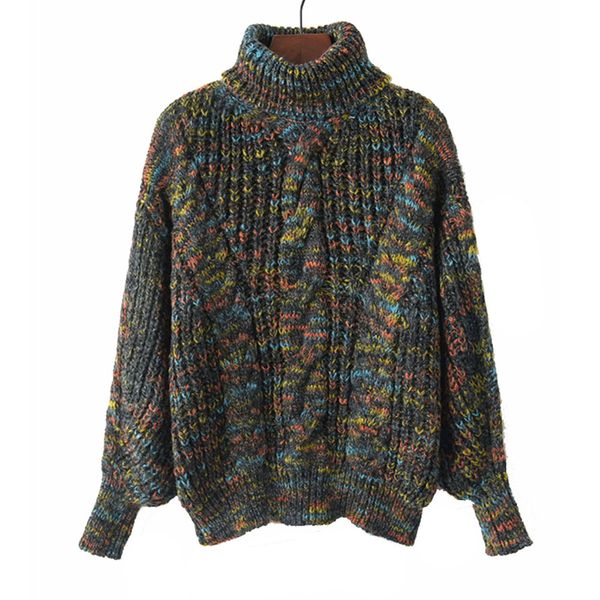 

autumn winter sweater women 2020 new casual thick warm turtleneck long sleeve sweater loose oversized pullover knitted sweaters 3zwg, White;black