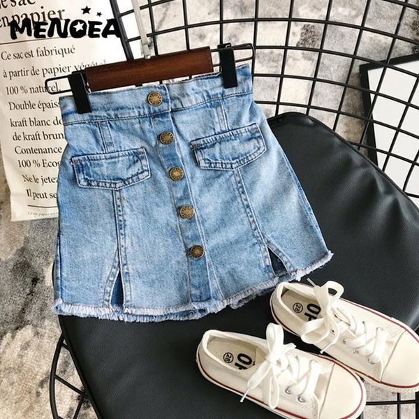 

skirts menoea girl summer adorable children denim solid color button jeans shorts culottes cute girls clothing 3-7 years, Blue