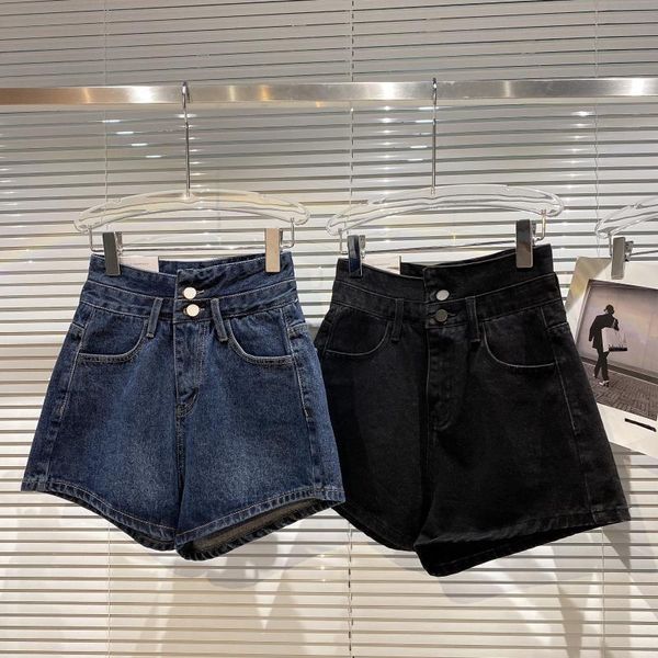 

women's shorts double waist denim women 2021 autumn korean basic style washing process static three-part, White;black