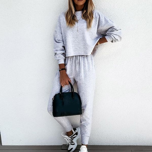 

women's two piece pants spring tracksuit set pieces sets drop shoulder long sleeve female sweatshirt suit drawstring ladies suits, White