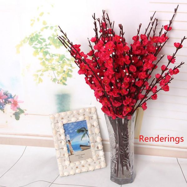 

20 pcs 50cm peach blossom artificial cherry spring plum peach blossom branch silk flower tree for wedding party decors