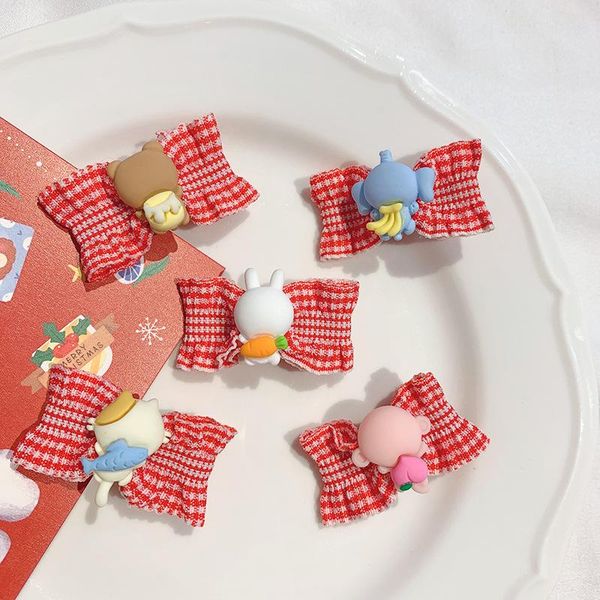 

hair accessories fashion plaid clips pins for girls cute cartoon animal children styling tools barrette headwear, Slivery;white