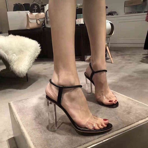 

70% off wholesale flip-flops woman shoes transparent pumps sandals heel stilettos high heels point toes womens party sandalias mujer summer, Black