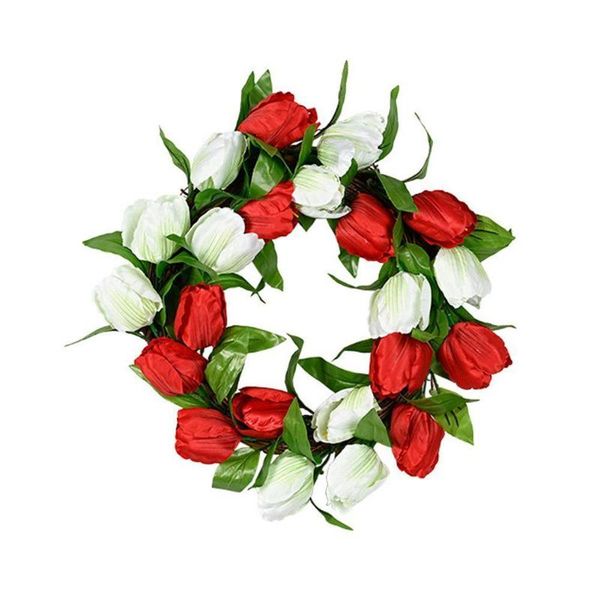 

decorative flowers & wreaths artificial tulip rattan circle wreath flower home decoration room living diy party outdoor office holiday balco