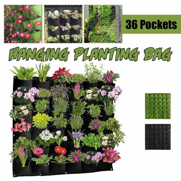 

planters & pots 36-pocket wall hanging planter grow bags vertical gardening wall-mounted flower grass vegetable decorative