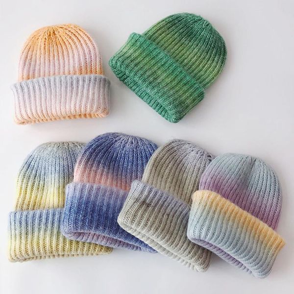 

caps & hats fashion gradient baby beanie soft wool warm kids fur toddler boys girls knitted hat autumn winter children, Yellow