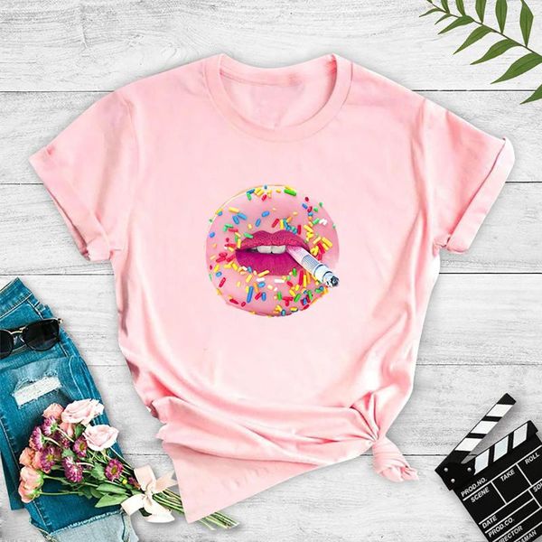 

women's t-shirt fashion graphic tshirt for women pink printed t shirts plus size crew neck t-shirts summer harajuku tees -3xl, White