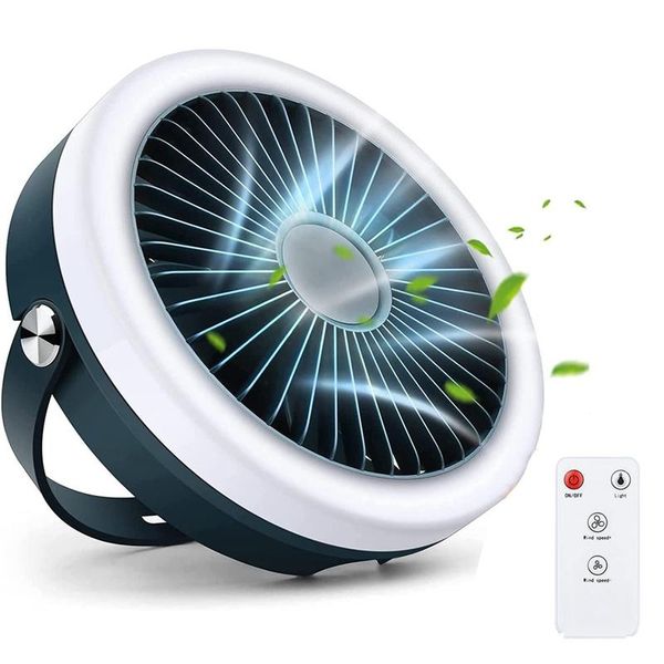 

electric fans desk fan, usb rechargeable portable camping fan with adjustable ring led lights for bedroom, home, office