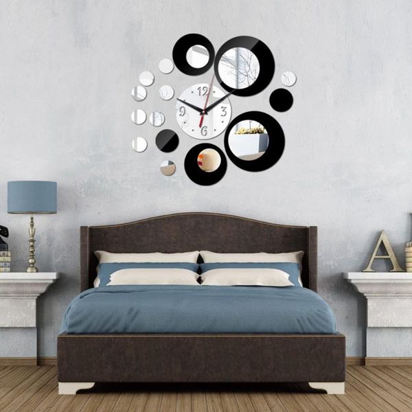 

3d wall clock mirror acrylic big flower home decoration creative bedroom