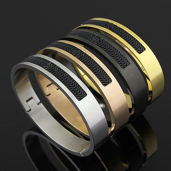 

bangle jewelry bracelet upper arm accessories for men women stainless steel black punk with logo south korea gift classic
