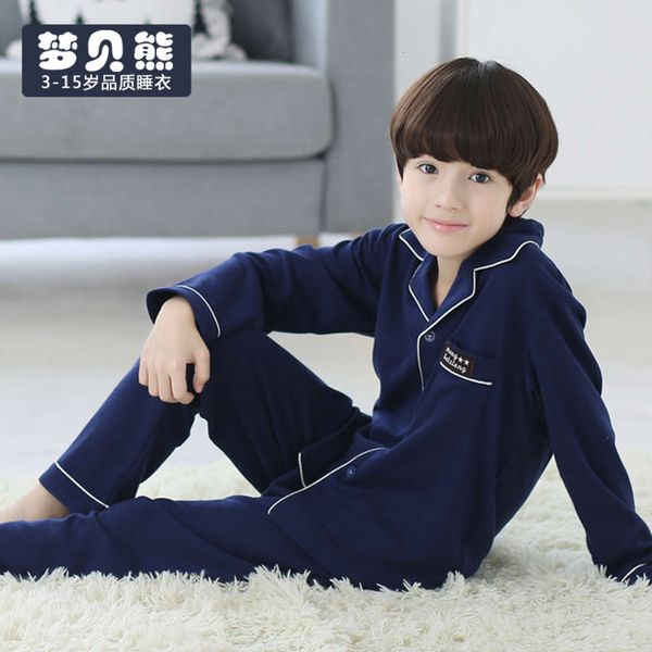 

pajamas boys' autumn long sleeve middle and large children's all cotton thin home suit spring, Blue;red