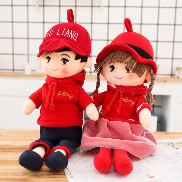 

little lovely couple a figure pair of boy plush toy girl doll