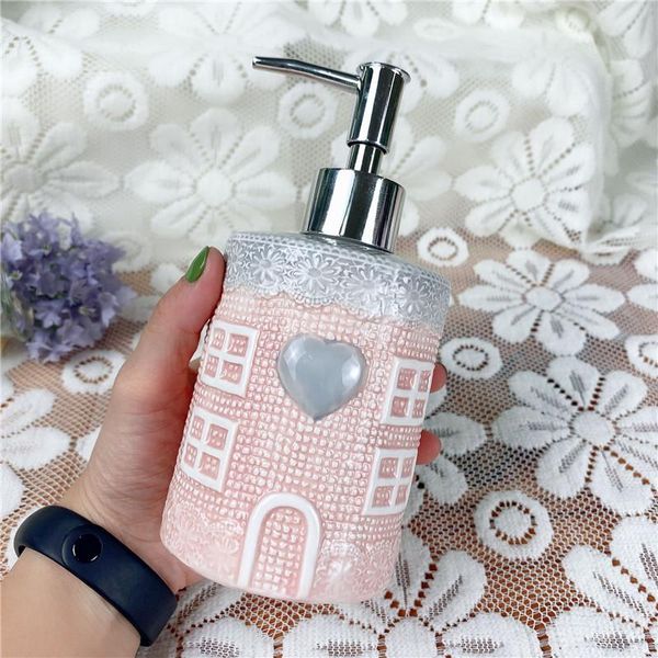 

liquid soap dispenser american style creative pink ceramic hand sanitizer bottle sanitary ware cute decoration