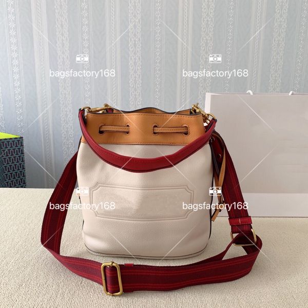 

rope bucket bag denim logo stitching leather stylish lightweight cross-body bags canvas shoulder strap design exquisite retro drawstring han
