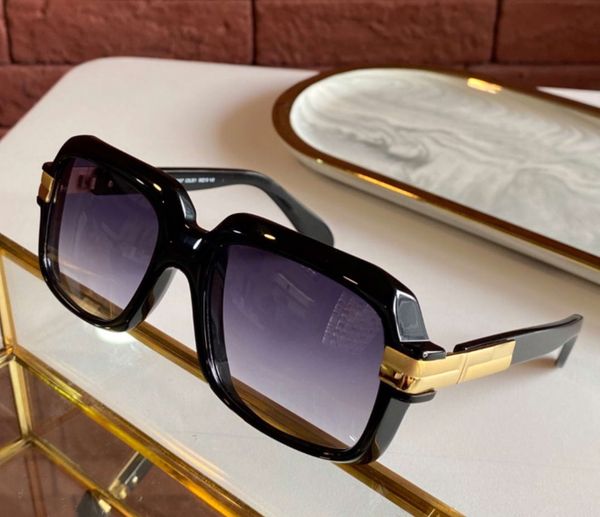Óculos de sol quadrados vintage de plástico dourado preto Legends 607 óculos de sol masculino gradiente cinza proteção UV 400 com caixa