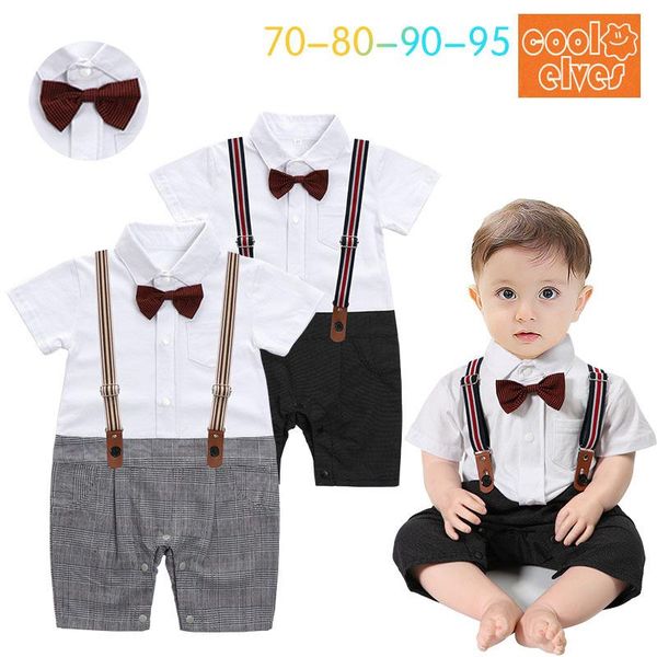 

clothing sets gentleman's suit baby tie jumpsuit boy's summer, White