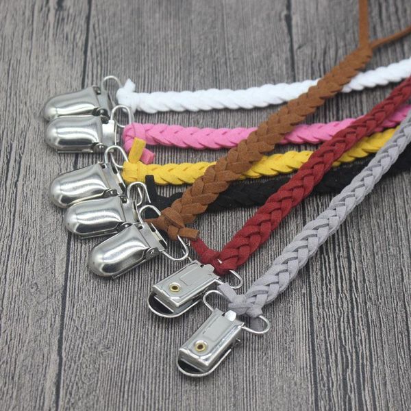 

pacifiers# delicacy handmade weave leather nipple clip baby pacifier clips chain infant anti-lost chew toy gifts
