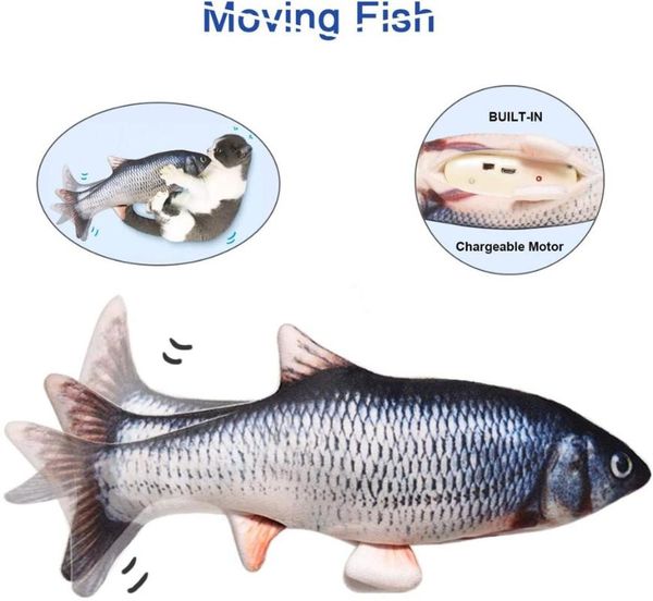 

cat toys pet fishing moving toy catnip cute realistic plush simulation electric doll fish wagging interactive for dog kid playing