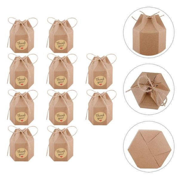 

50 sets paper present box hexagon wrapping case candy box wedding packaging