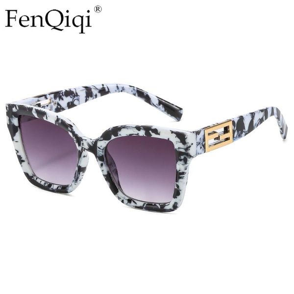 

sunglasses marble printting square black gradient for women uv400 sun glasses female, White;black
