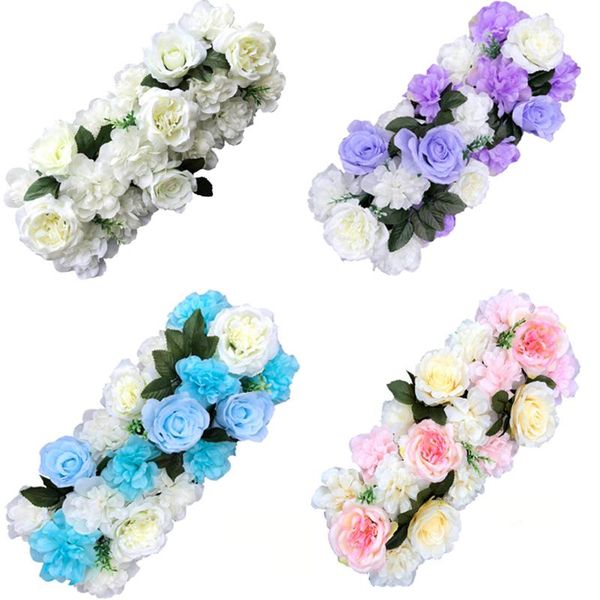 

decorative flowers & wreaths artificial rose flower row wedding stage decoration background simulation silk fake holiday party el display