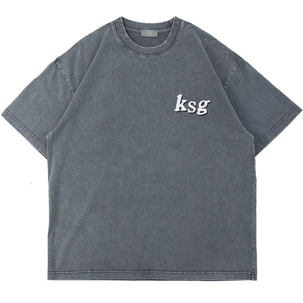 

2021 new kanye west letter foam oversize clothing cats men short mouw losse summer casual t-shirt high street o neck some tea govr, White;black