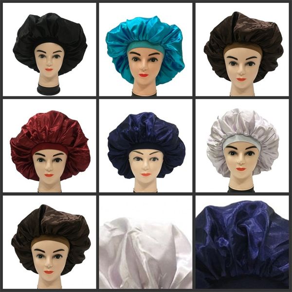 

super giant sleep cap waterproof shower cap female hair care large satin silk bonnet luxurious fabric sleep cap 91 y2, Yellow