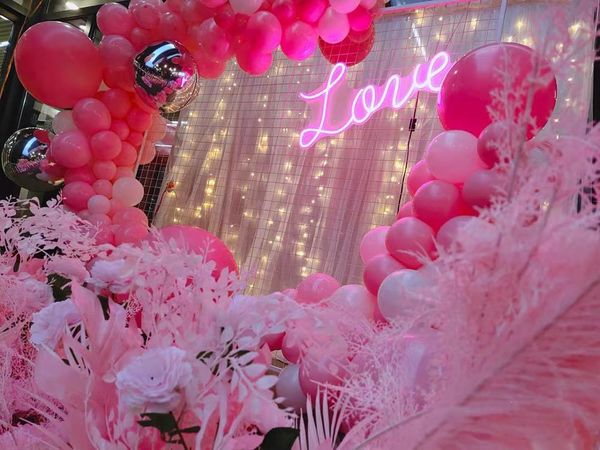 

party decoratineon sign love for wedding po booth backdrop